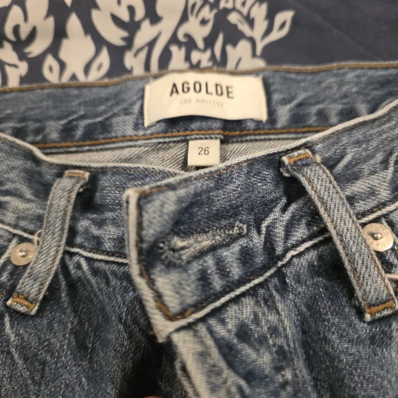 Agolde Light and Medium Blue Straight Leg Jeans LOT Of 3! Size 26 & 28 - Picture 7 of 9